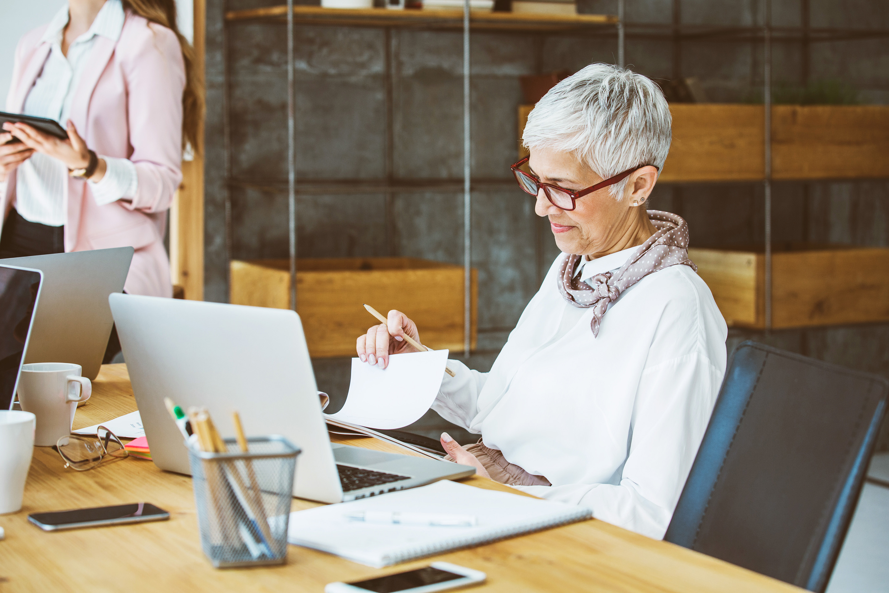 Going through paperwork 