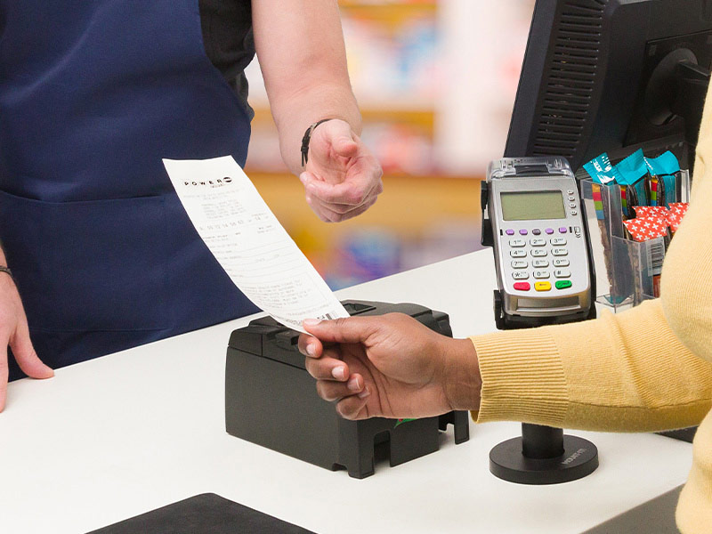 Lottery terminal prints a Fast Play ticket