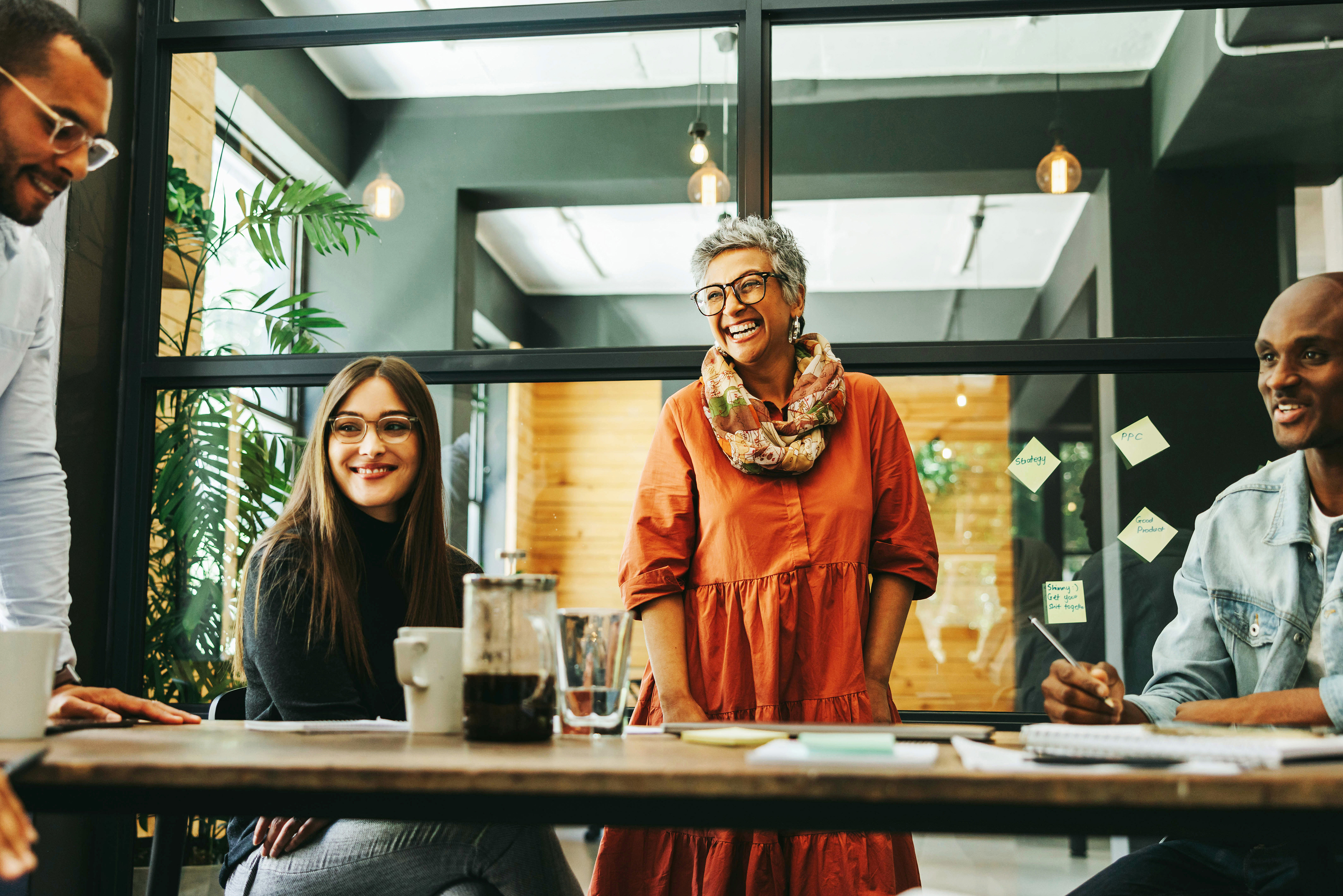 Team meeting at table