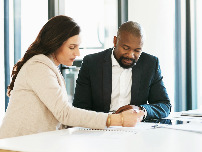 Team meeting at table