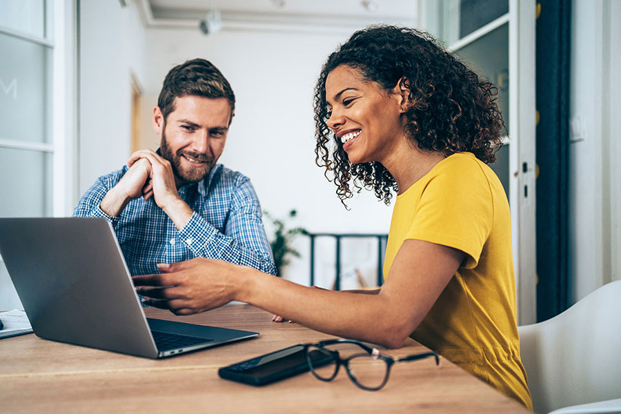 Co-workers at computers