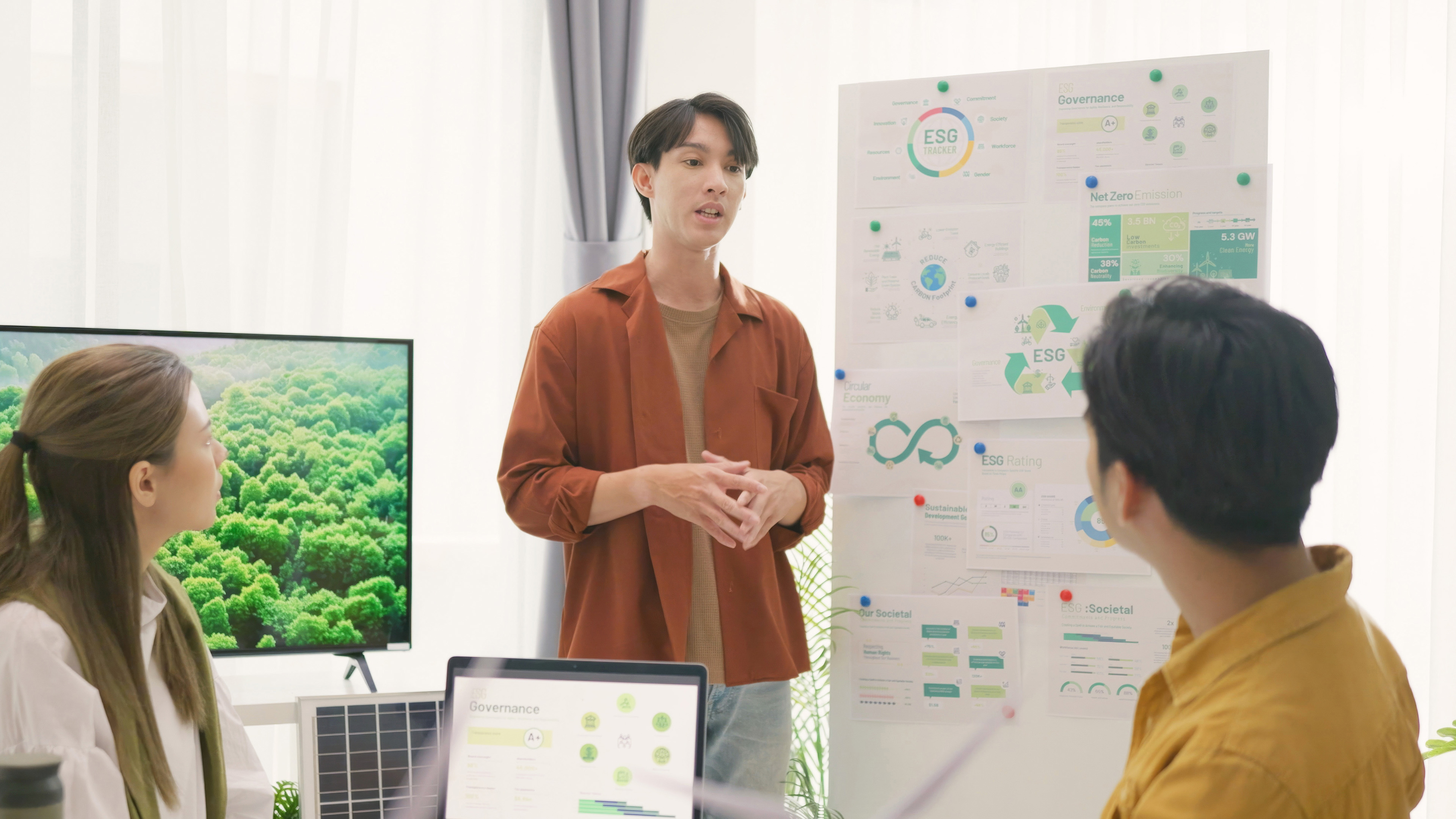 Team meeting with presentation